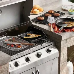 Online Food Network 9.8-In. Pre-Seasoned Cast-Iron Grill Pan Cookware & Bakeware