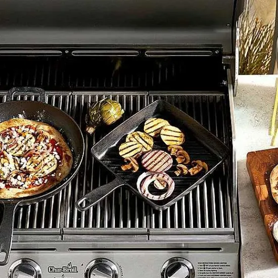 Online Food Network 9.8-In. Pre-Seasoned Cast-Iron Grill Pan Cookware & Bakeware