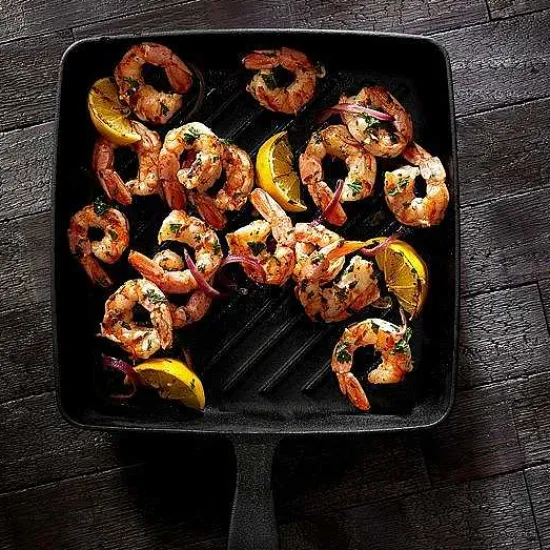 Online Food Network 9.8-In. Pre-Seasoned Cast-Iron Grill Pan Cookware & Bakeware