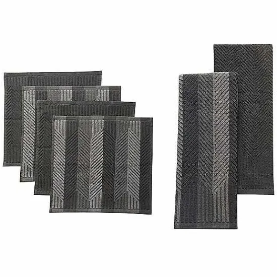 Discount Food Network Striped Kitchen Towel & Dishcloth Multi-Pack Kitchen Linens
